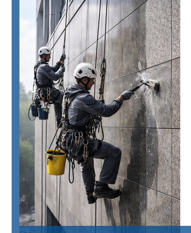 Профессиональная мойка фасада из керамогранита в Кургане