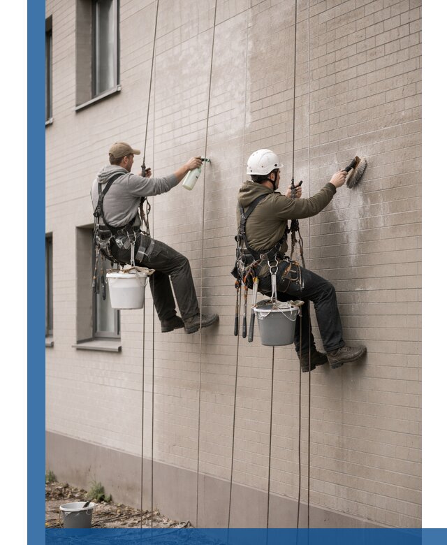 Удаление высолов с фасада зданий в Кургане без повреждений и следов