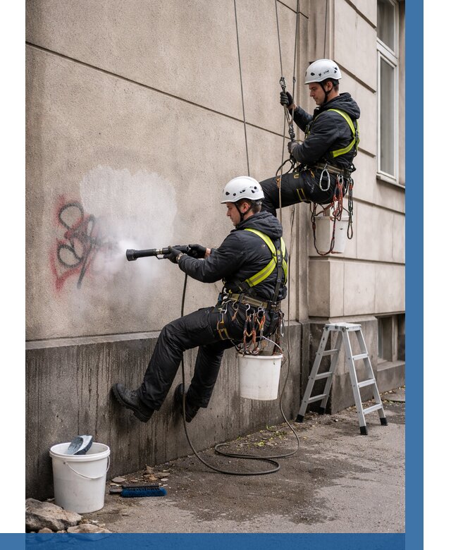 Удаление граффити с фасада в Кургане от 4639 р. | ВЫСОТНИК-Крг