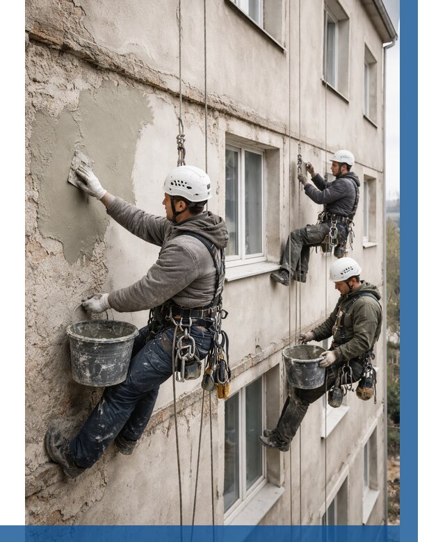 Ремонт штукатурного фасада в Кургане от 773 р. под ключ | ВЫСОТНИК-Крг