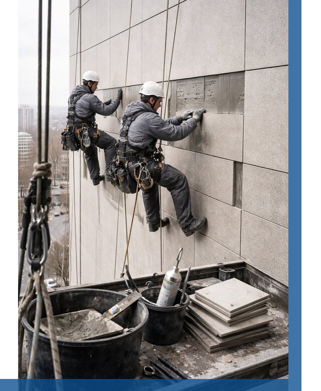 Ремонт фасада из керамогранита в Кургане от 2577 р. | ВЫСОТНИК-Крг