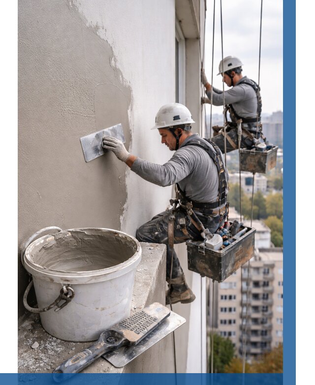 Шпаклевка фасада на высоте в Кургане от 722 р. | ВЫСОТНИК-Крг