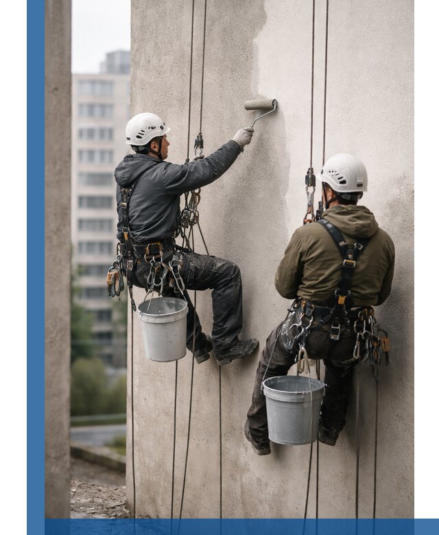 Покраска фасадов высотными альпинистами в Кургане с гарантией