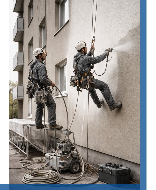 Безвоздушная покраска фасада в Кургане от 227 р/м² | ВЫСОТНИК-Крг