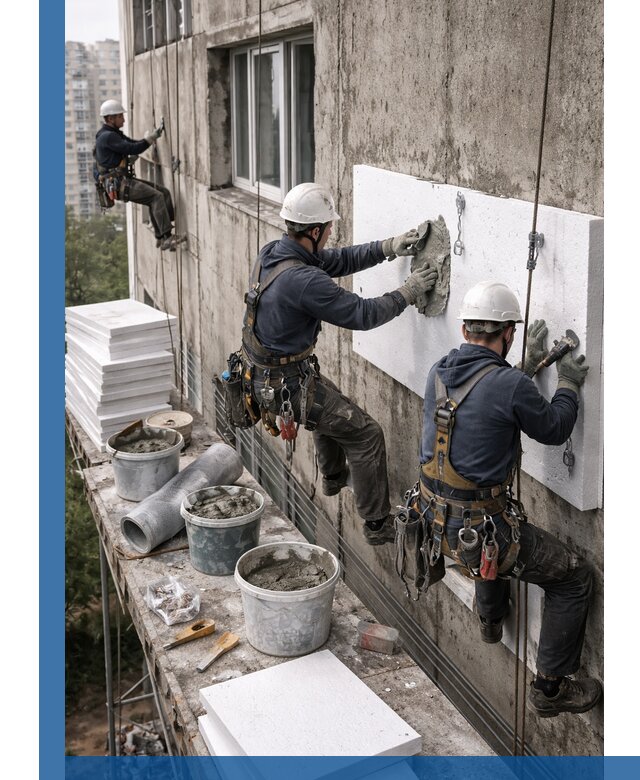 Утепление фасада пенополистиролом в Кургане под ключ