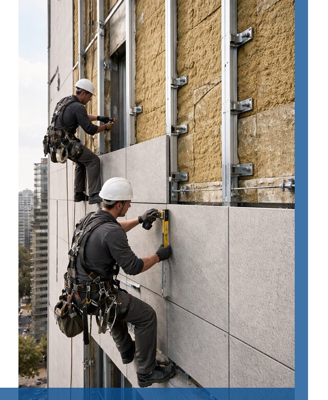 Монтаж вентилируемого фасада в Кургане от 3608 р. | ВЫСОТНИК-Крг