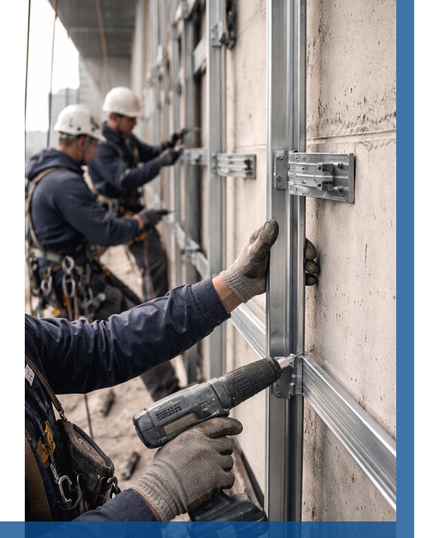 Монтаж подсистемы вентфасада в Кургане от 876 р. | ВЫСОТНИК-Крг