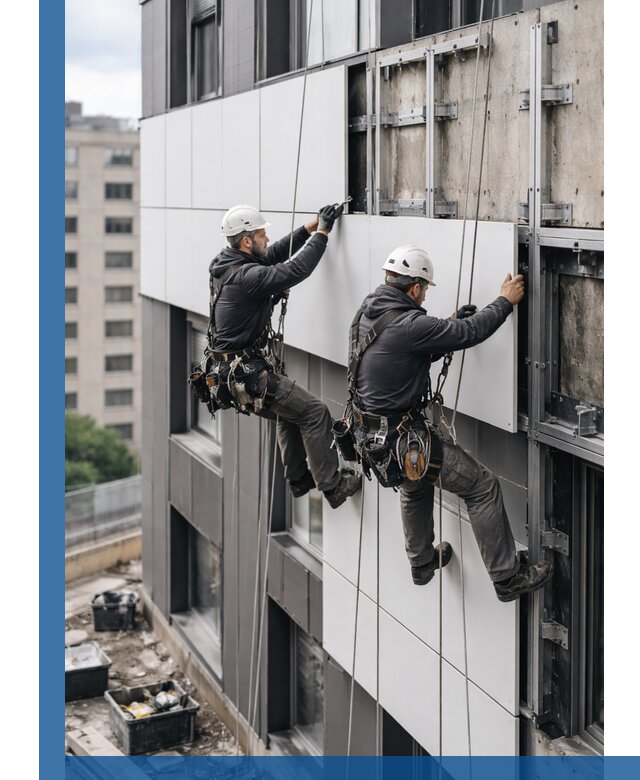 Монтаж композитных панелей фасада в Кургане под ключ