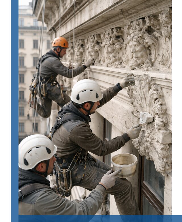 Реставрация фасадной лепнины с высотными работами в Кургане