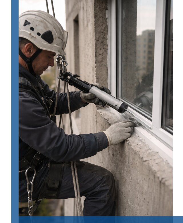 Герметизация оконных швов снаружи в Кургане профессионально