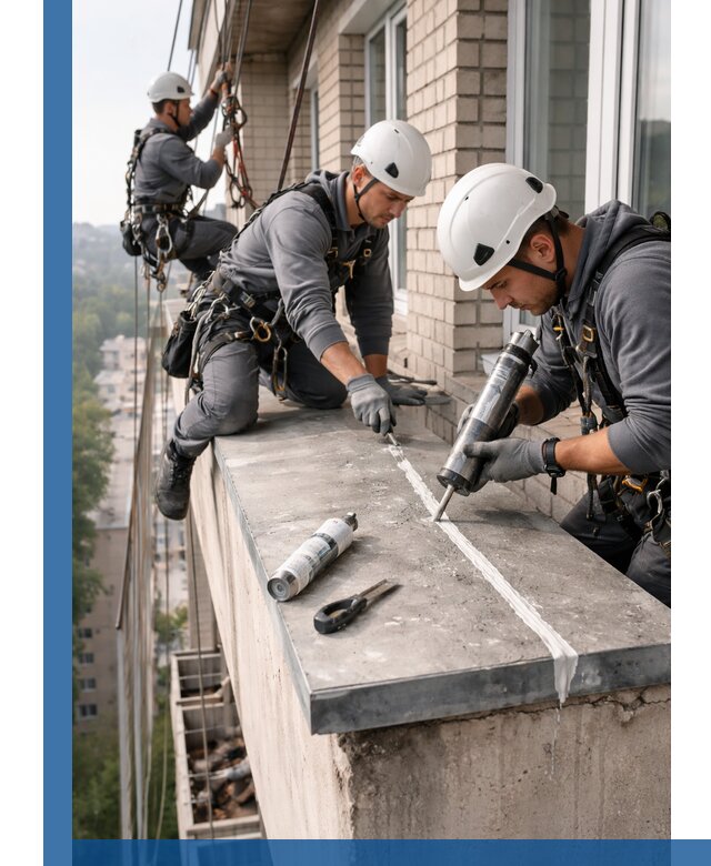 Герметизация балконного козырька в Кургане профессионально