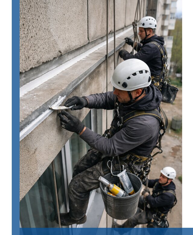 Герметизация примыкания балкона в Кургане под ключ с гарантией