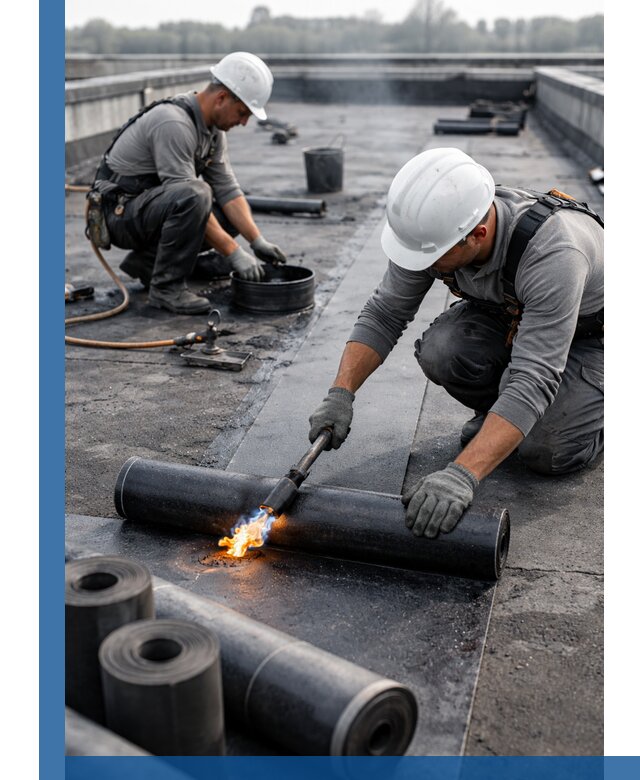 Ремонт рулонной кровли в Кургане герметизация и восстановление