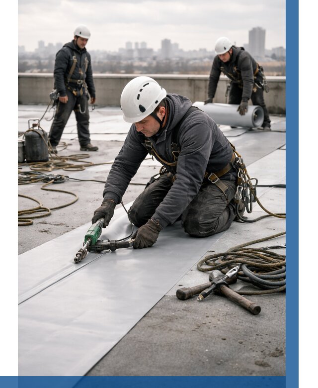 Ремонт мембранной кровли в Кургане от 1856 р./м2 | ВЫСОТНИК-Крг