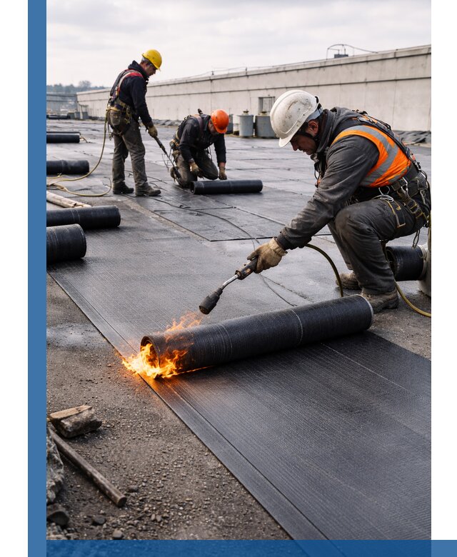 Монтаж наплавляемой кровли в Кургане профессионально