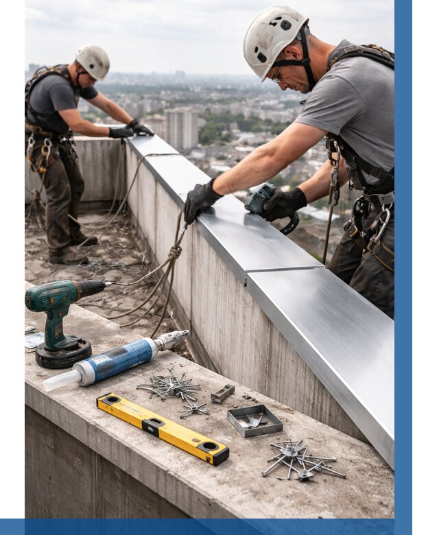 Монтаж парапетных крышек в Кургане от 825 р. | ВЫСОТНИК-Крг