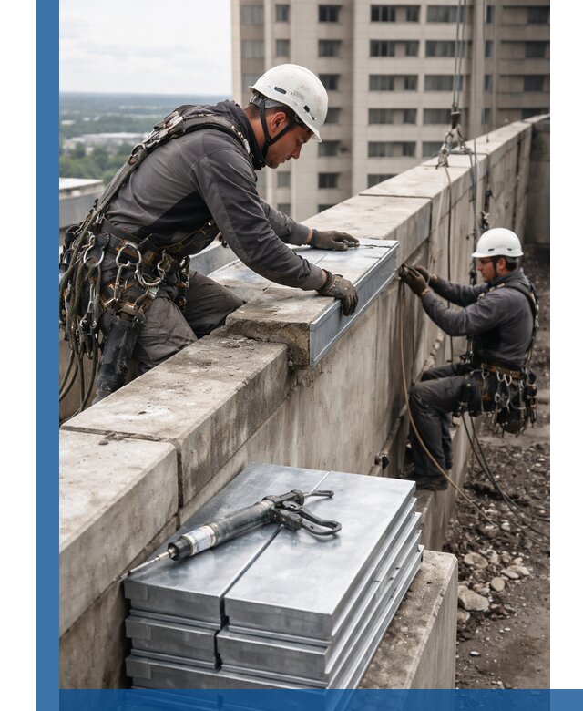 Замена парапетных крышек и установка новых в Кургане