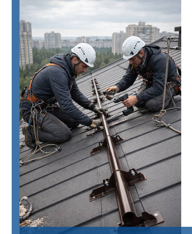 Монтаж снегозадержателей на кровле зданий в Кургане под ключ