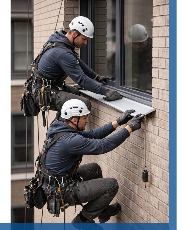 Монтаж оконных отливов под ключ в Кургане от 3608 р. | ВЫСОТНИК-Крг