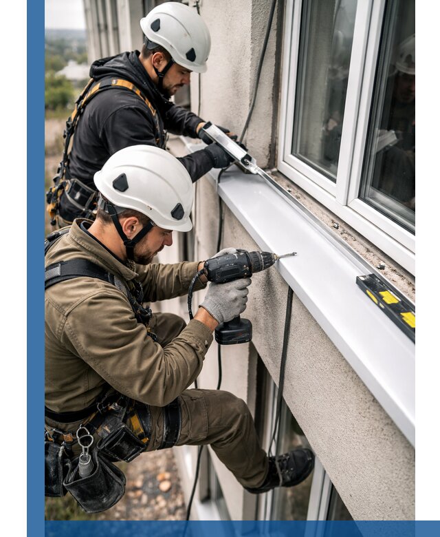 Профессиональный монтаж оконных отливов и отведения воды в Кургане