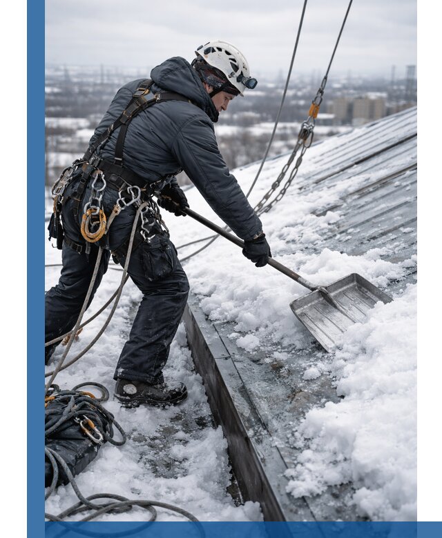 Профессиональная очистка кровли от снега и наледи в Кургане