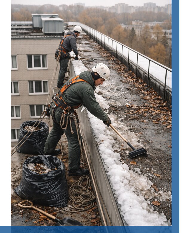 Очистка кровли по периметру в Кургане от 567 р. | ВЫСОТНИК-Крг