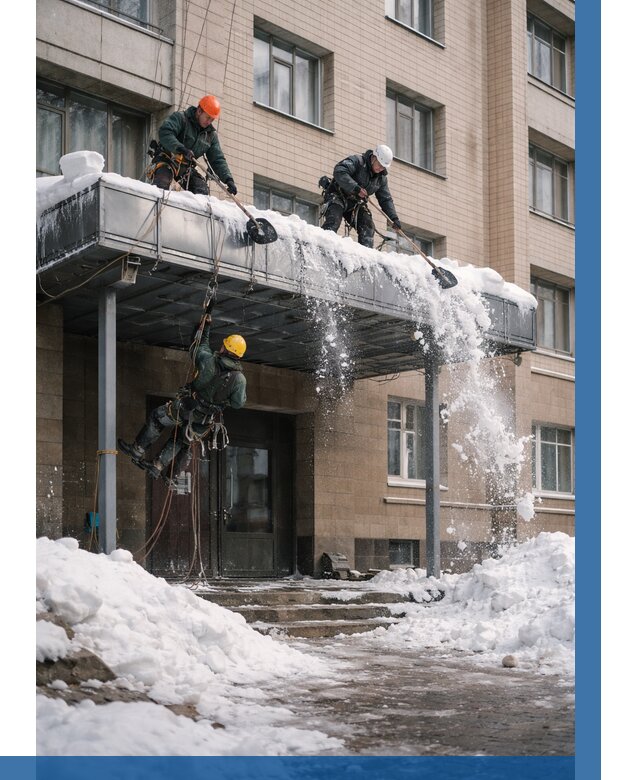 Очистка козырьков от снега в Кургане от 3608 р. | ВЫСОТНИК-Крг