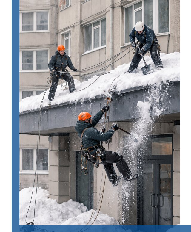 Безопасная очистка навесов от снега в Кургане круглогодично