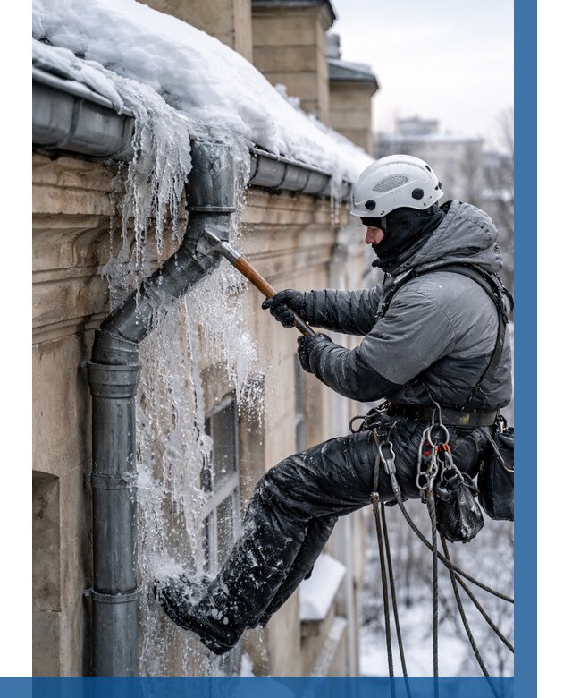 Очистка водостоков от льда в Кургане от 3608 р. | ВЫСОТНИК-Крг