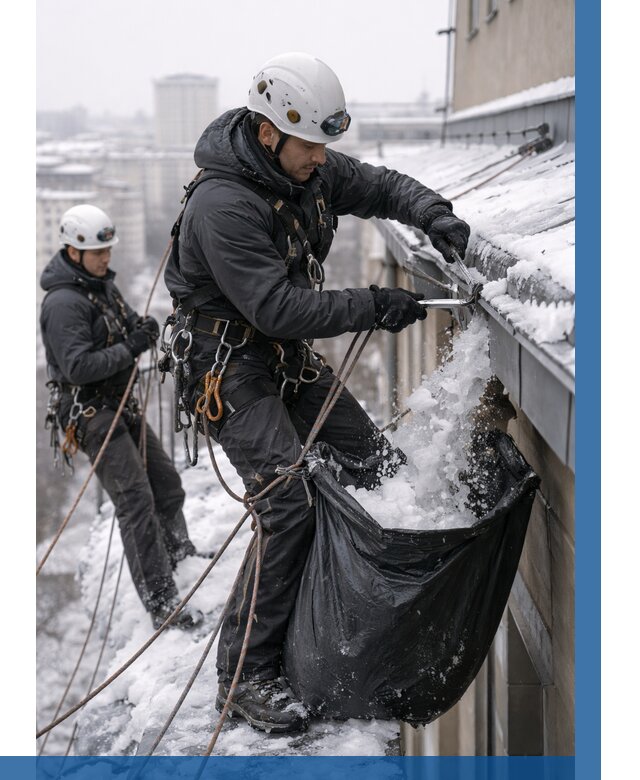 Аварийная очистка крыши в Кургане под ключ от 309 р. | ВЫСОТНИК-Крг