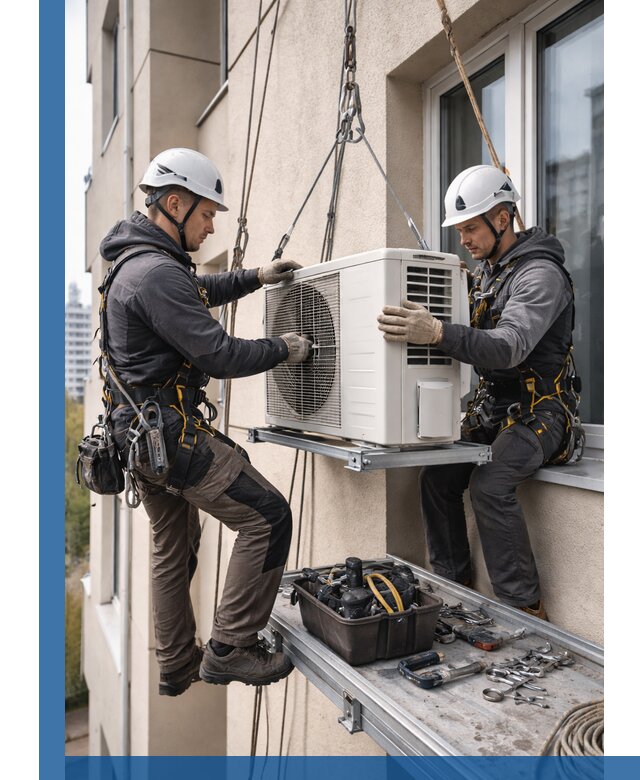 Перенос внешнего блока кондиционера в Кургане с монтажом и крепежом