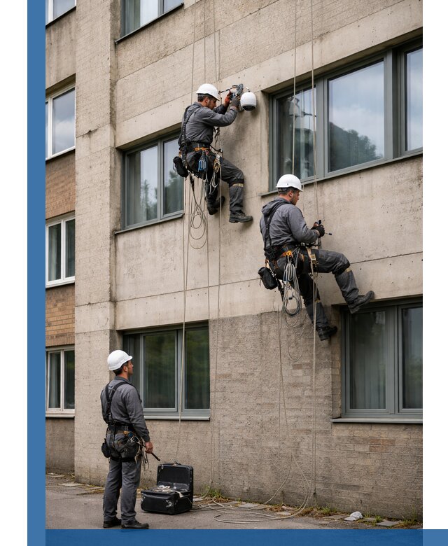 Монтаж фасадных камер видеонаблюдения в Кургане под ключ