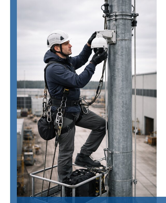 Профессиональная установка видеокамер на мачте в Кургане