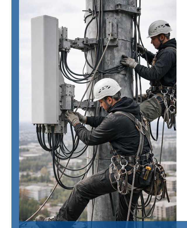 Монтаж оборудования связи на мачте в Кургане с пусконаладкой