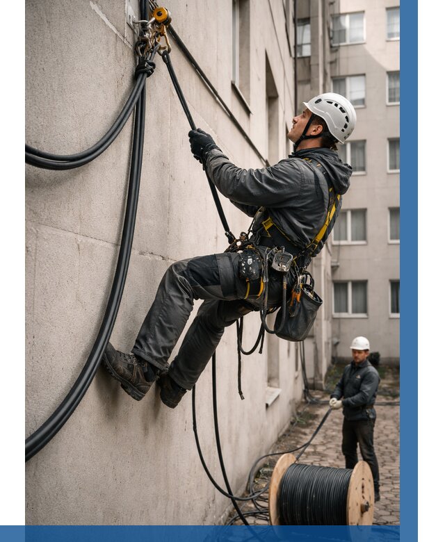 Протяжка кабеля питания на высоте в Кургане от 464 р. | ВЫСОТНИК-Крг