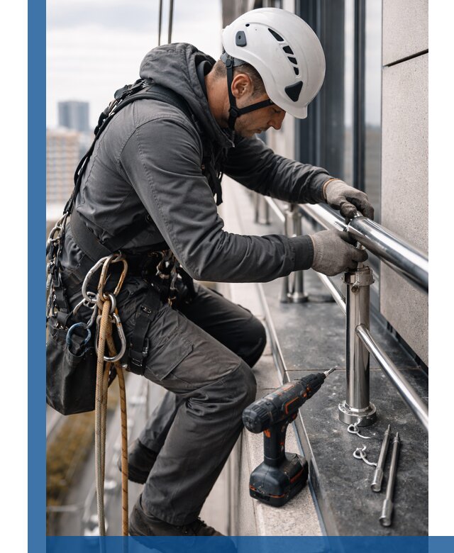 Монтаж ограждений на высоте в Кургане для зданий и конструкций