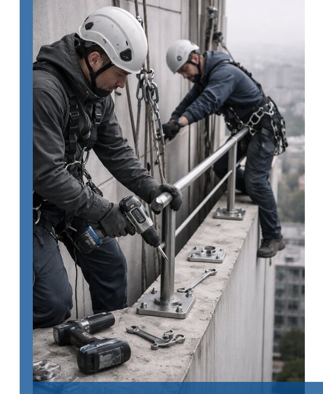 Монтаж перил на высоте в Кургане для жилых и промобъектов