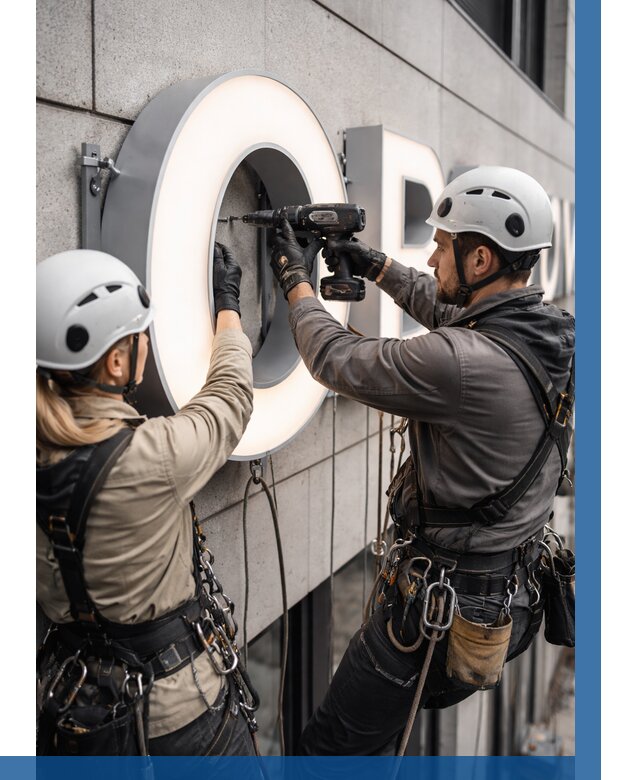 Монтаж световых букв в Кургане от 3093 р. под ключ ВЫСОТНИК-Крг