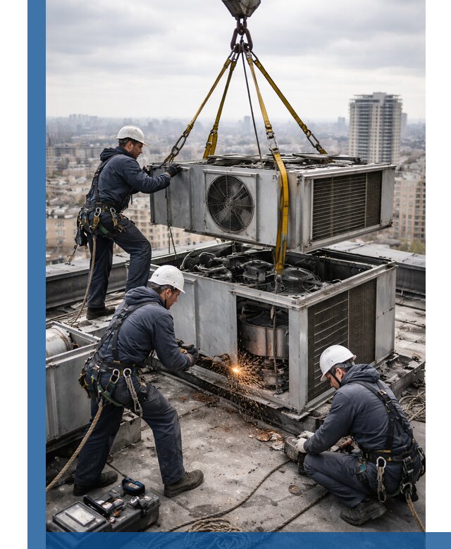 Демонтаж крышной установки в Кургане любой сложности