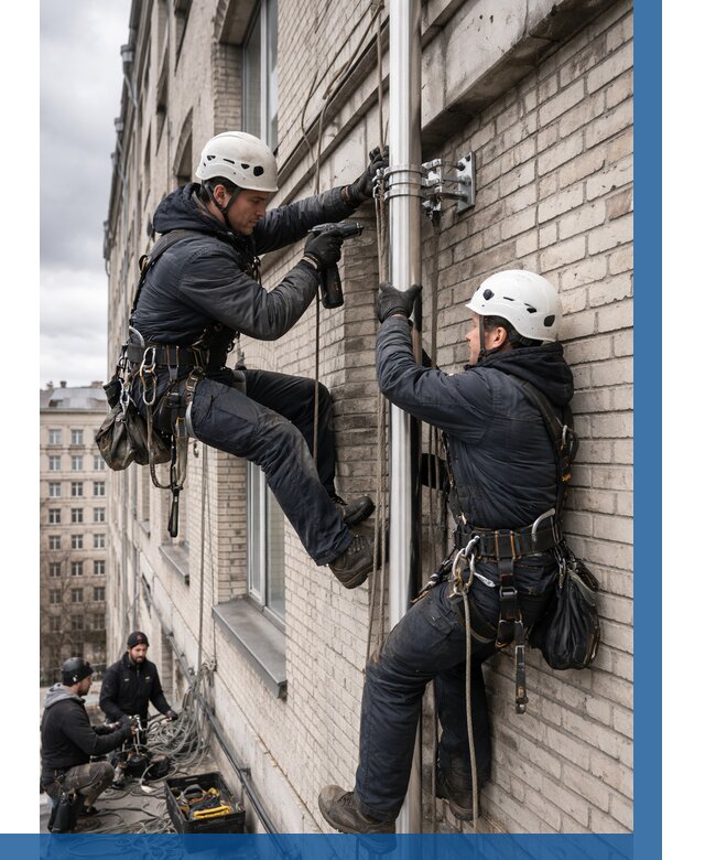 Монтаж флагштока на здании в Кургане от 6701 р. | ВЫСОТНИК-Крг