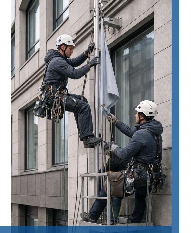 Установка флагов на фасаде в Кургане от 4639 р. | ВЫСОТНИК-Крг