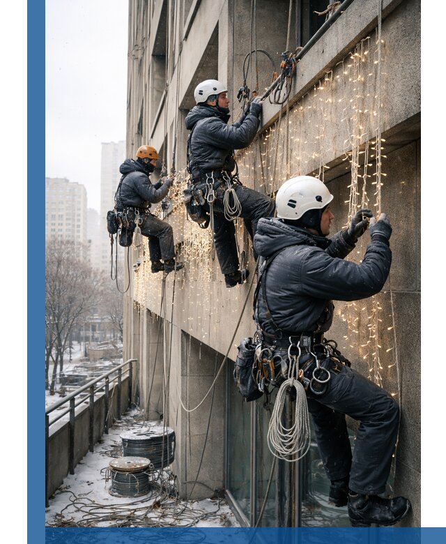 Монтаж новогодней иллюминации и украшение фасадов в Кургане