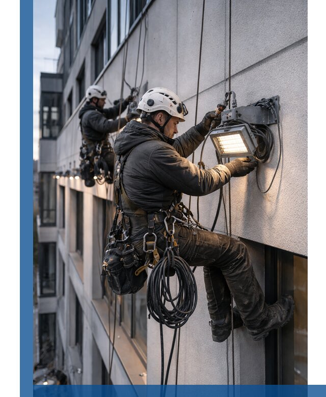 Монтаж фасадного освещения в Кургане установка и подключение