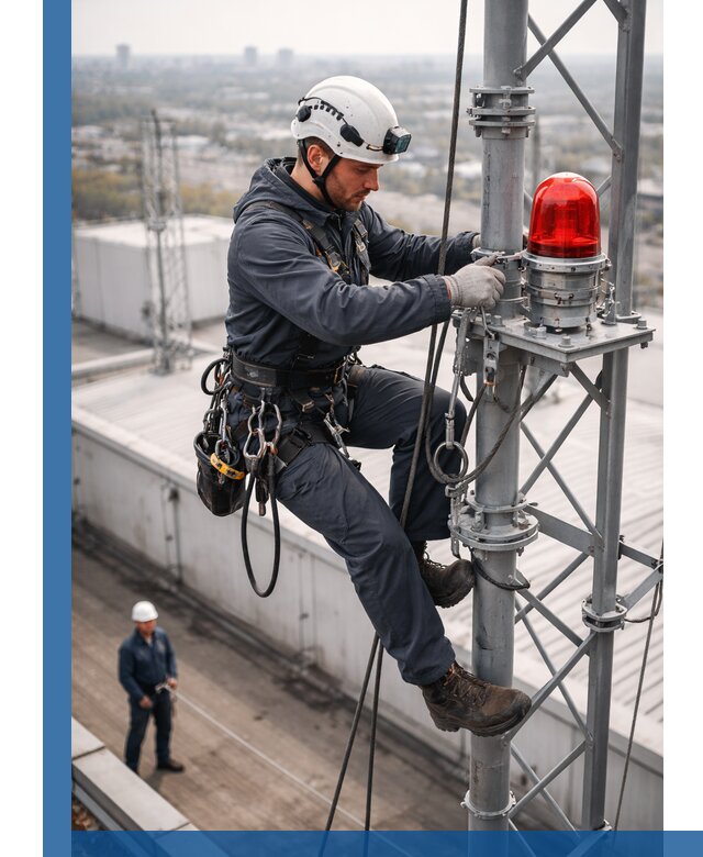 Монтаж заградительных огней и обслуживание объектов в Кургане