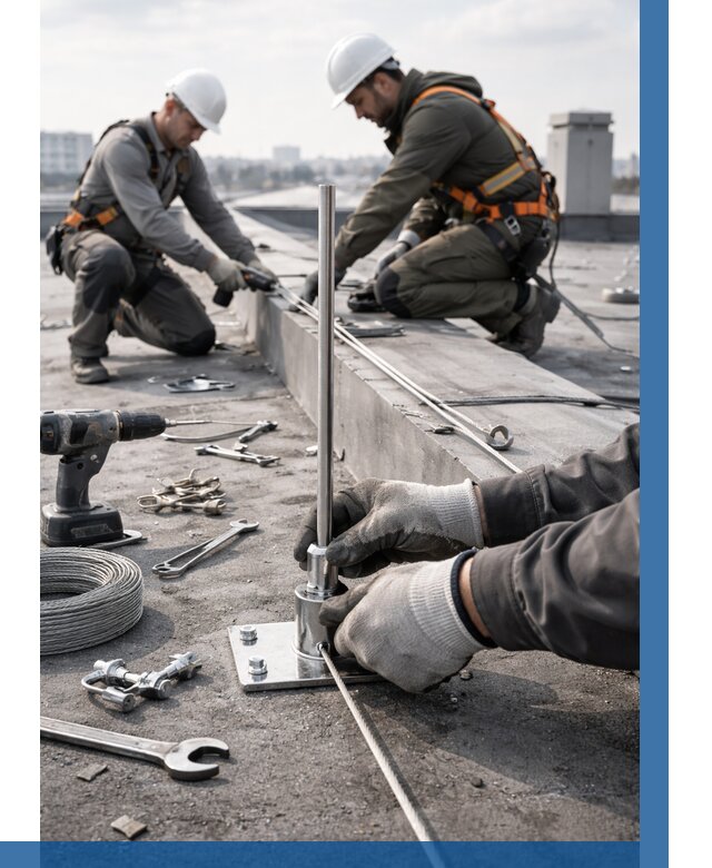 Монтаж молниезащиты на кровле в Кургане цена от 25773 р. | ВЫСОТНИК-Крг