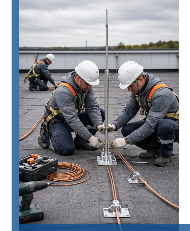 Монтаж молниезащиты на кровле в Кургане под ключ с гарантией