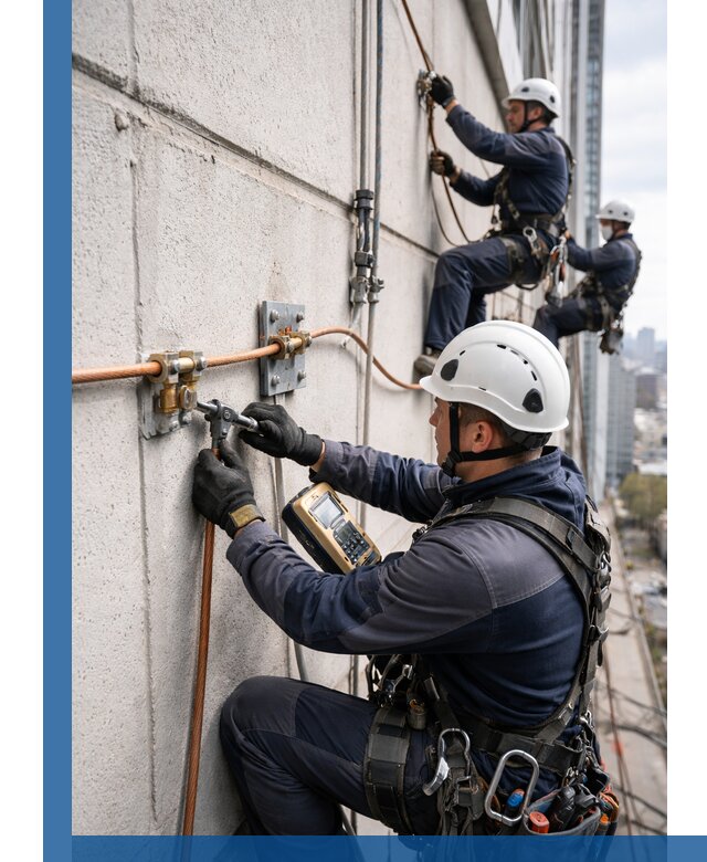 Монтаж системы заземления здания и молниезащиты в Кургане