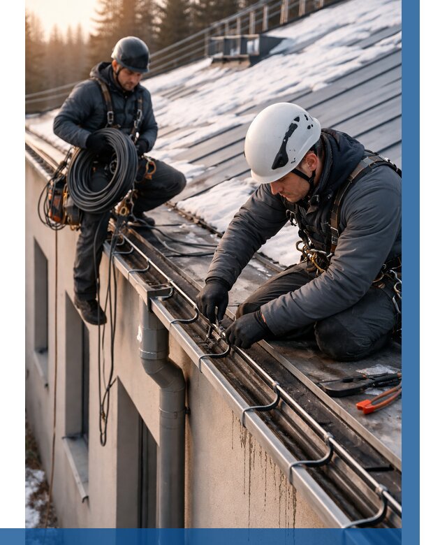 Монтаж греющего кабеля на кровле в Кургане от 464 р. | ВЫСОТНИК-Крг