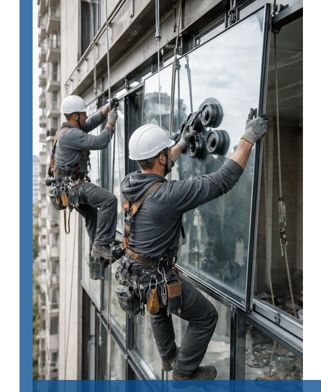 Витражное остекление фасадов и лоджий в Кургане под ключ