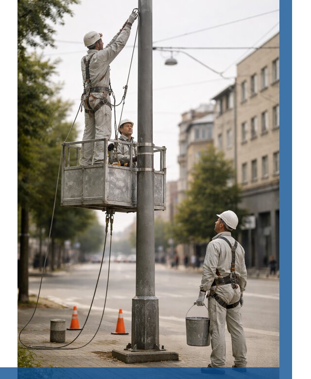 Покраска опор освещения в Кургане от 5155 р. | ВЫСОТНИК-Крг